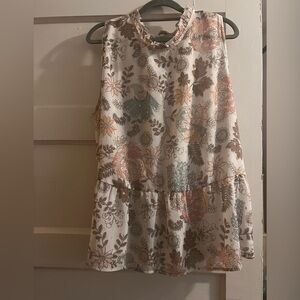 LOFT Shimmer Floral Tie Back Peplum Top